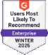 G2 Users Most Likely to Recommend, Enterprise, Winter 2025